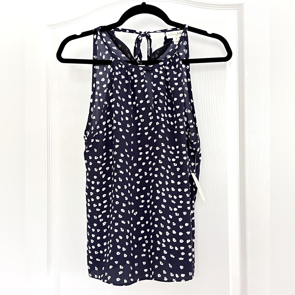 Navy Blue Key Hole Blouse